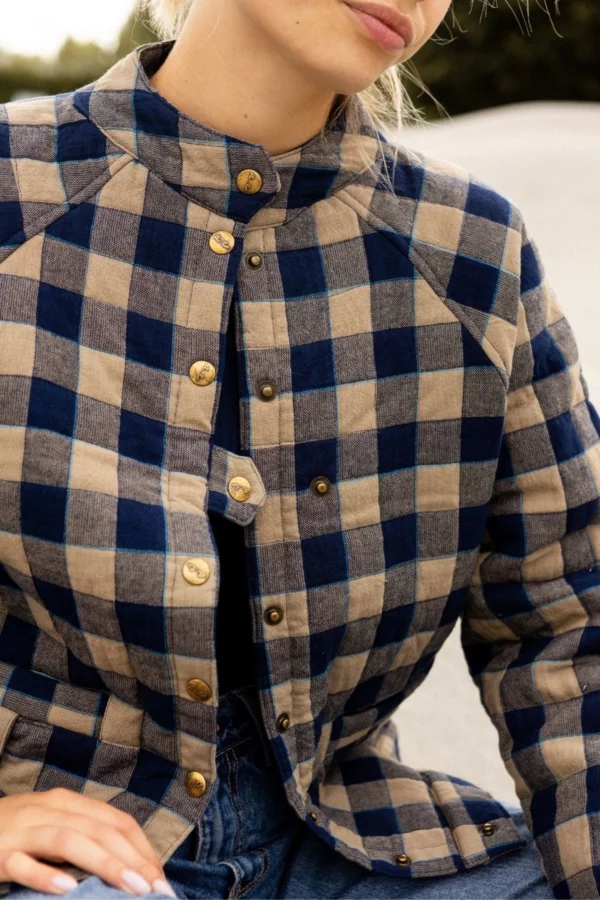 VESTE KALPANA CARREAUX NAVY – Image 4